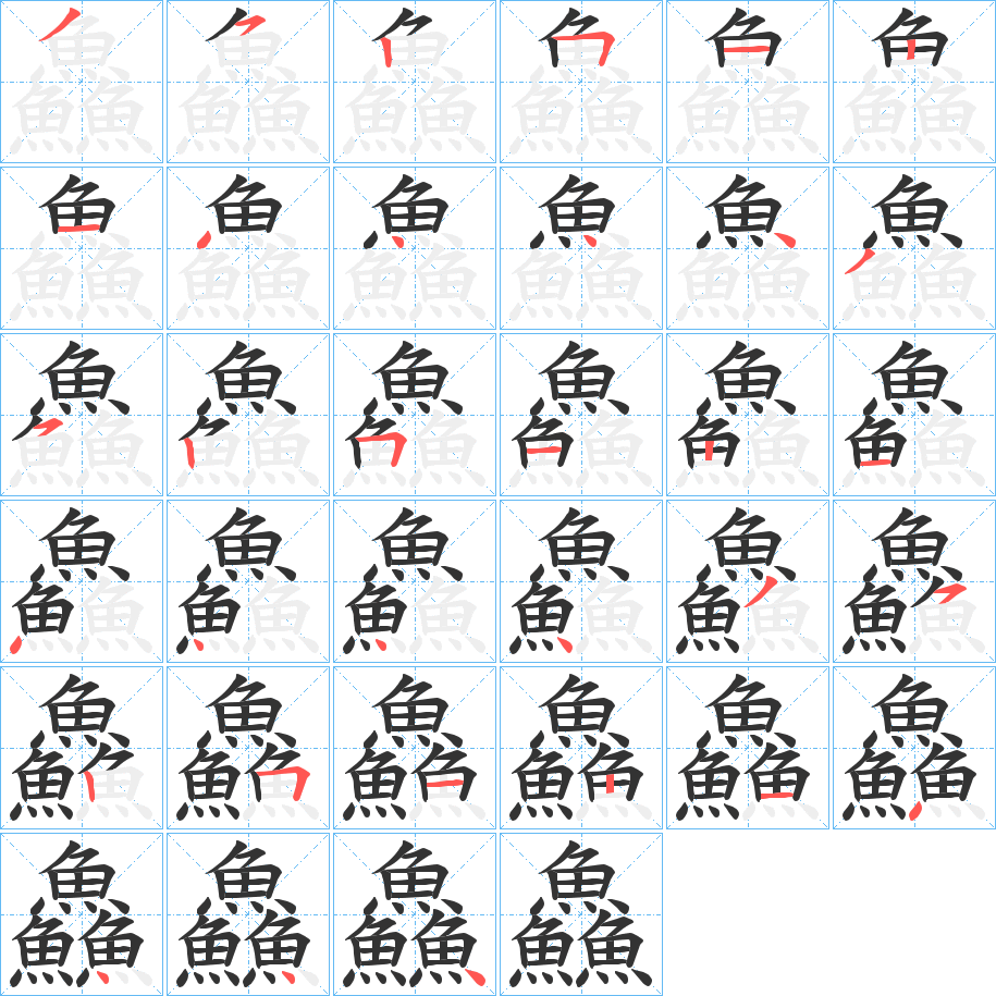 鱻的笔顺写法