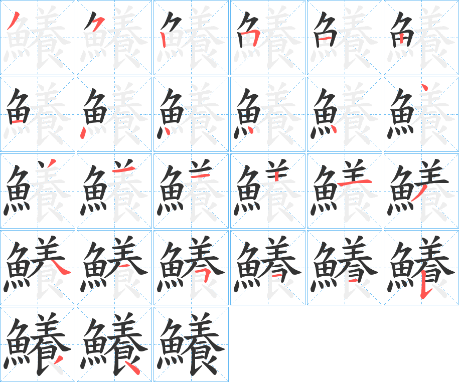 鱶的笔顺写法