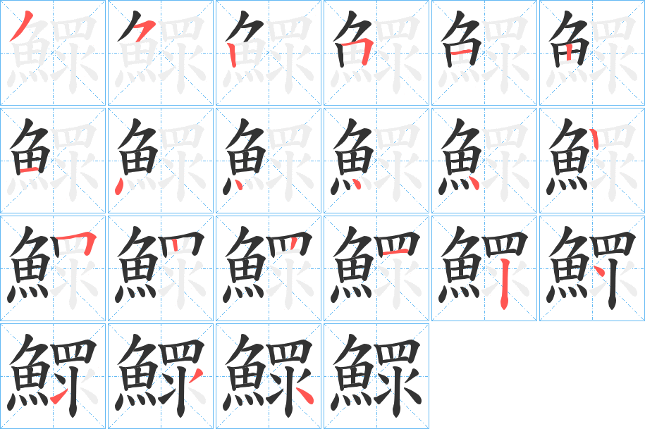 鰥的笔顺写法