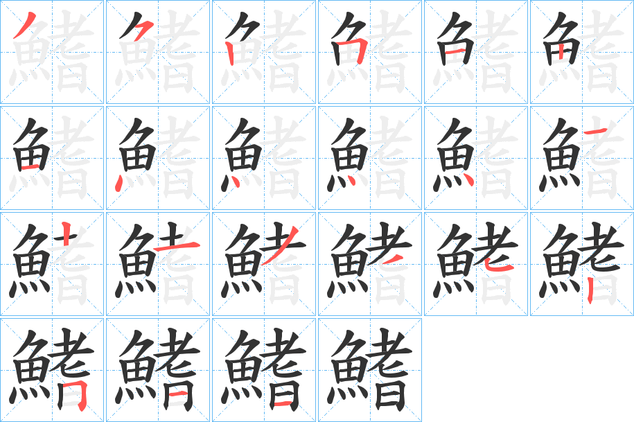 鰭的笔顺写法