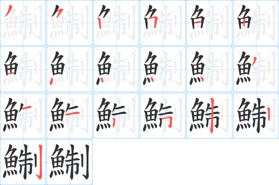 鯯的笔顺写法