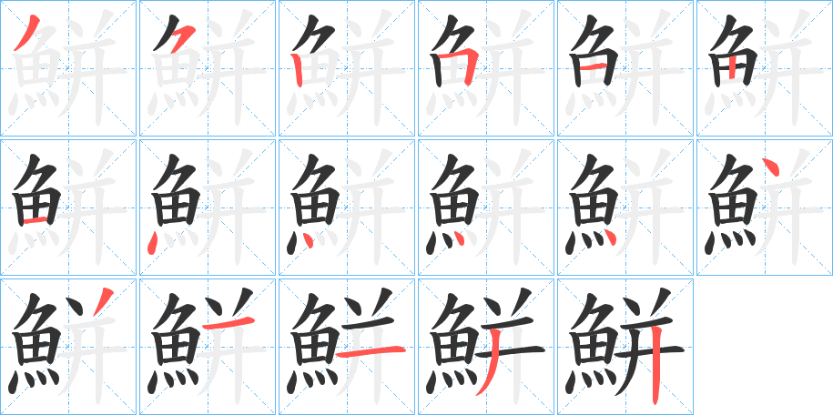 鮩的笔顺写法