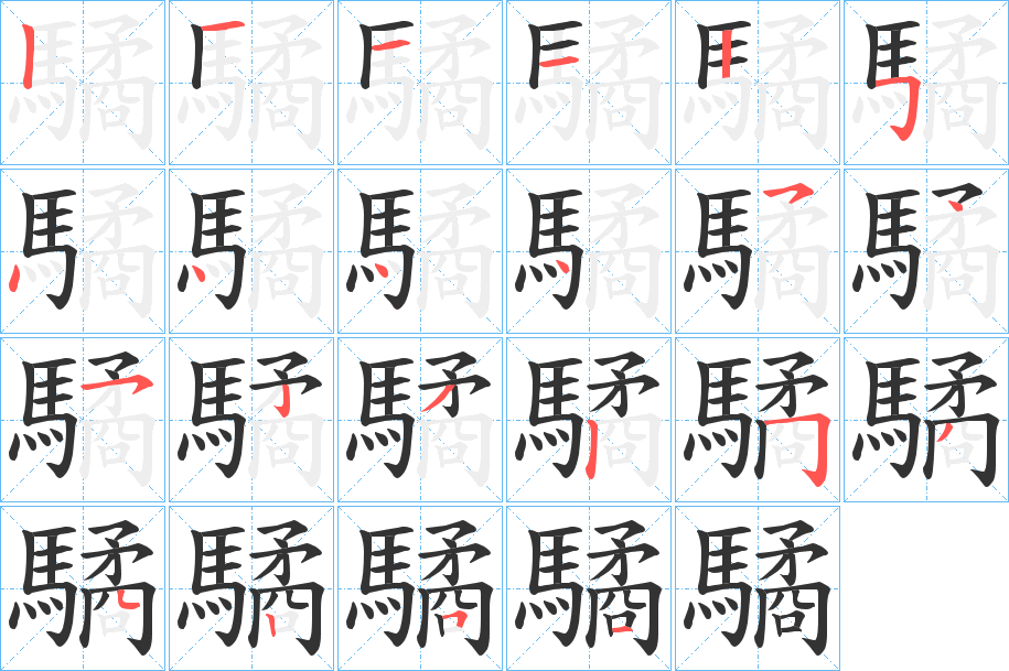 驈的笔顺写法