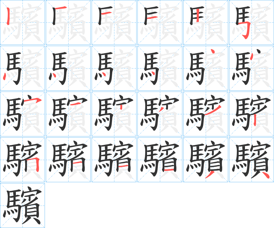 驞的笔顺写法