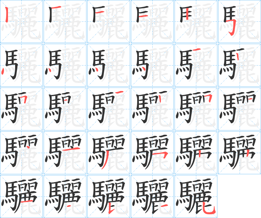 驪的笔顺写法