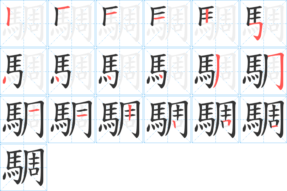 騆的笔顺写法