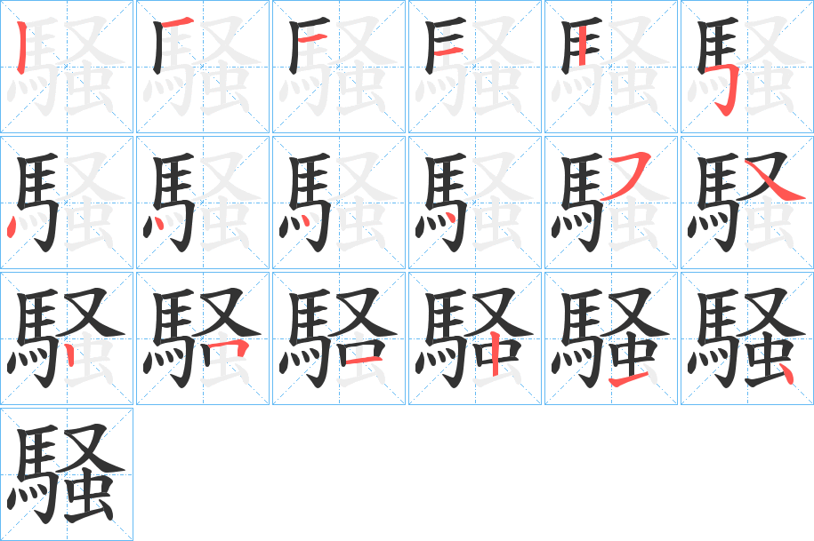 騒的笔顺写法