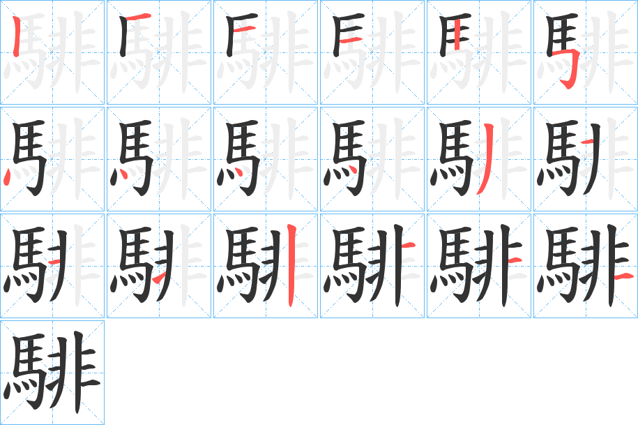 騑的笔顺写法
