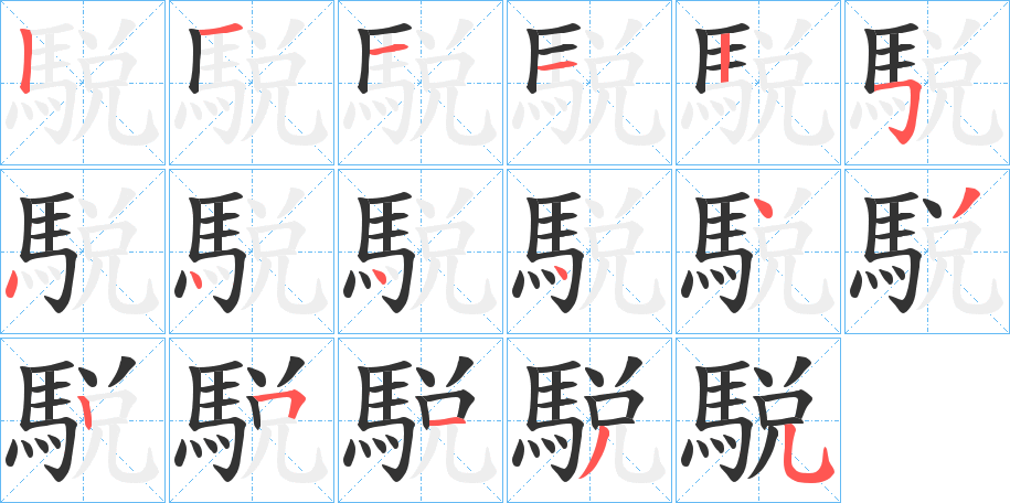 駾的笔顺写法