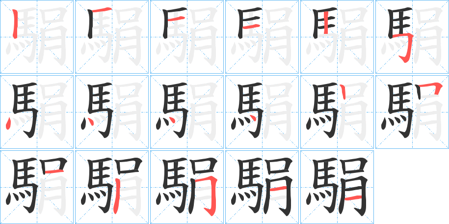 駽的笔顺写法