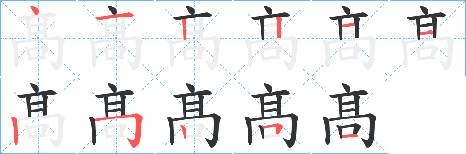 髙的笔顺写法