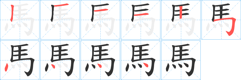 馬的笔顺写法