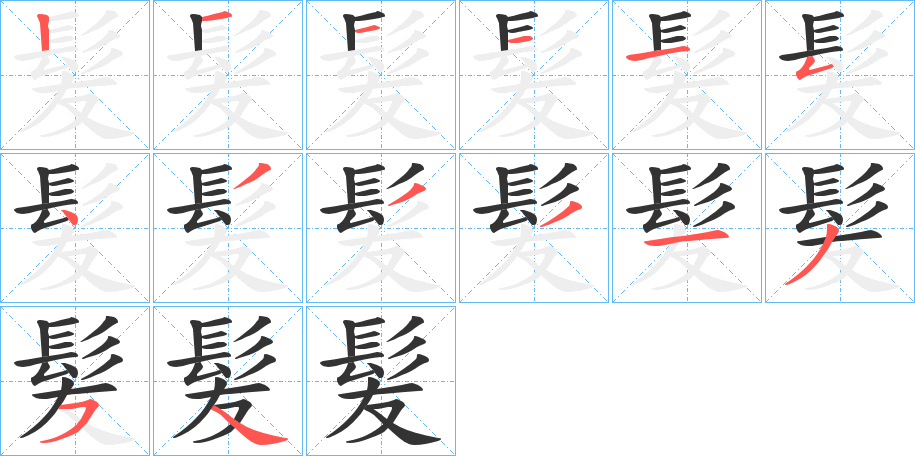 髪的笔顺写法