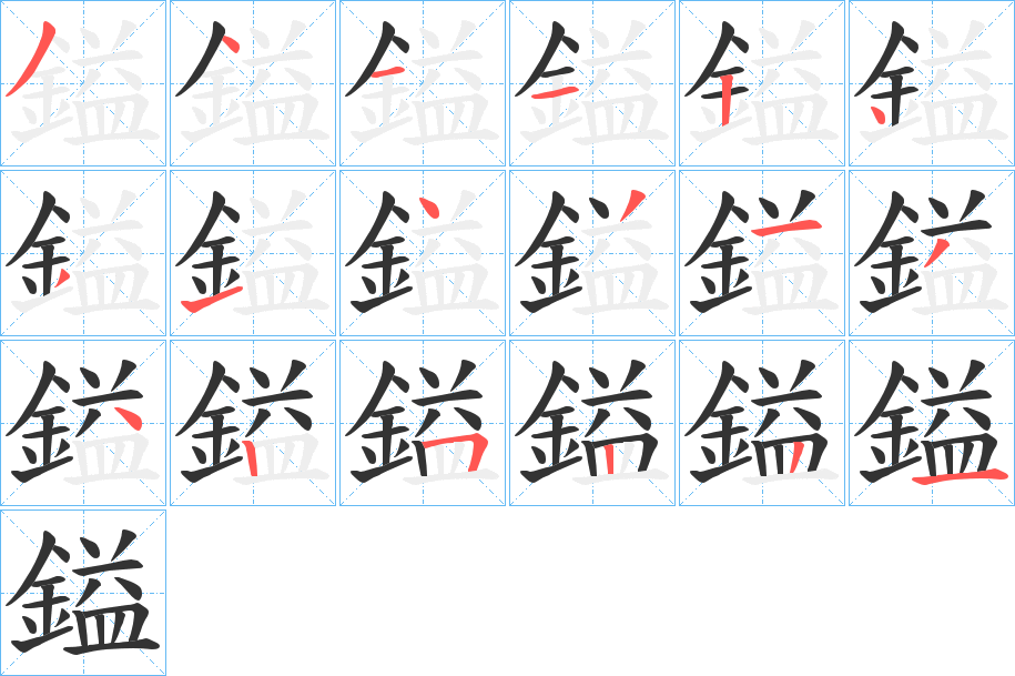 鎰的笔顺写法