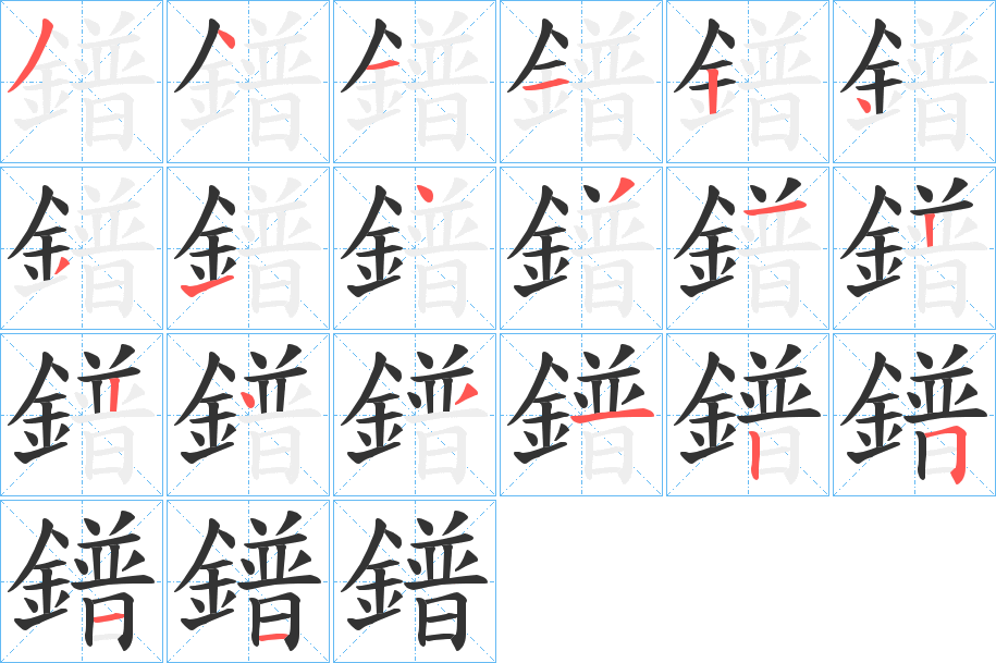 鐠的笔顺写法