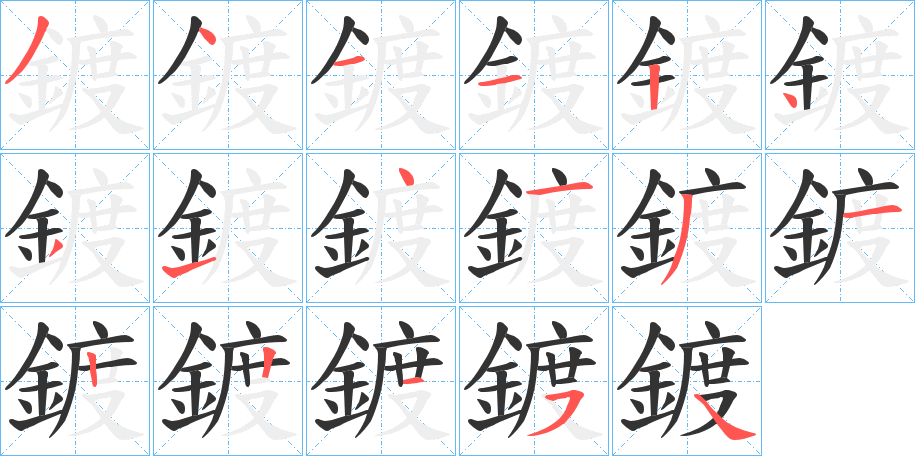 鍍的笔顺写法
