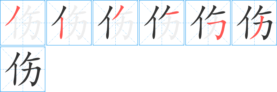 伤的笔顺写法