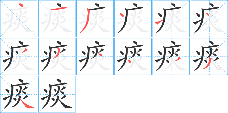 痰的笔顺写法