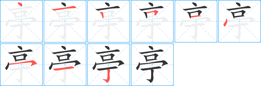 亭的笔顺写法