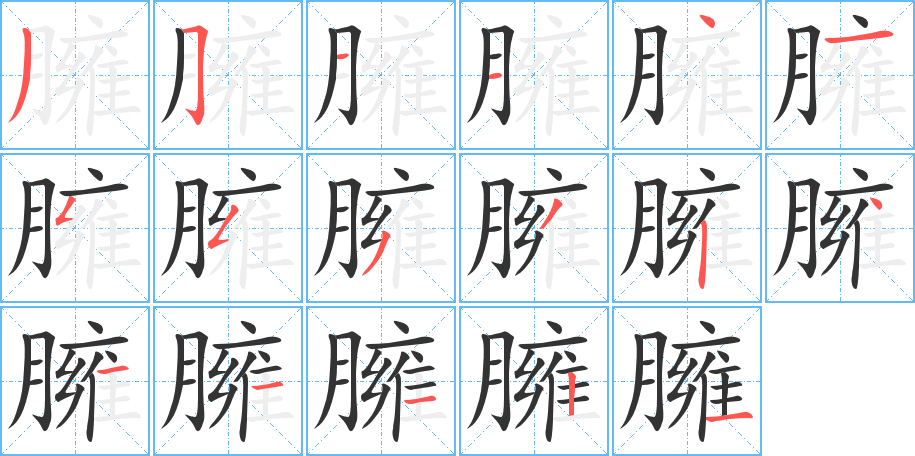 臃的笔顺写法