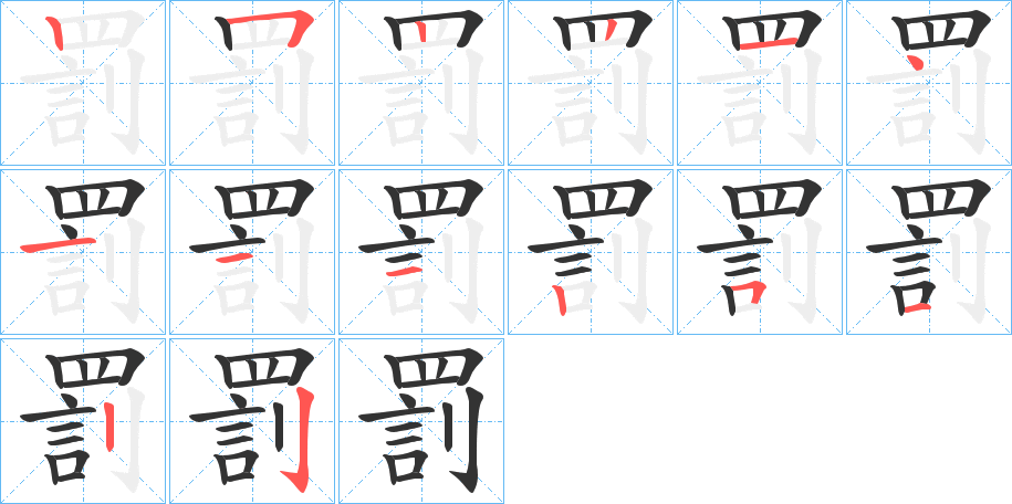 罰的笔顺写法