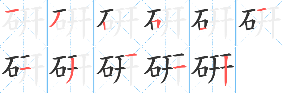 硏的笔顺写法