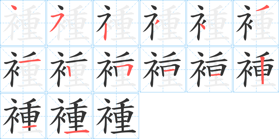 褈的笔顺写法