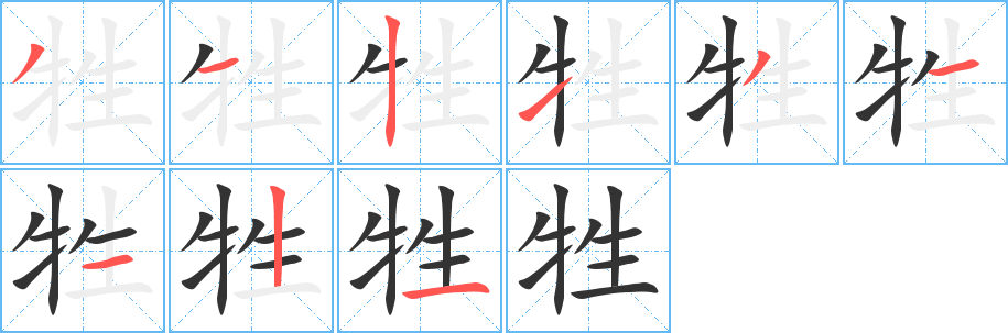 牲的笔顺写法