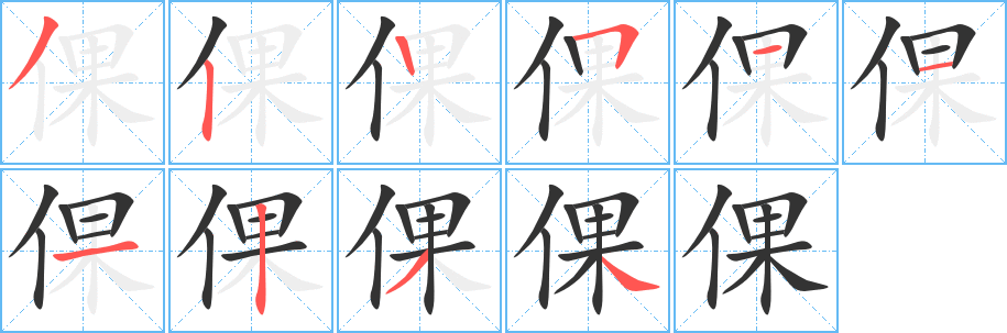 倮的笔顺写法