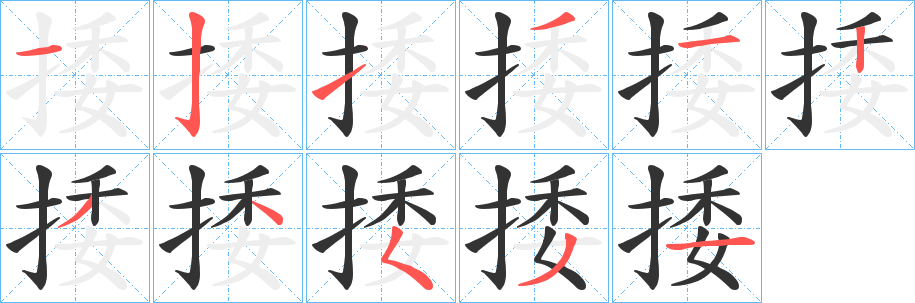 捼的笔顺写法