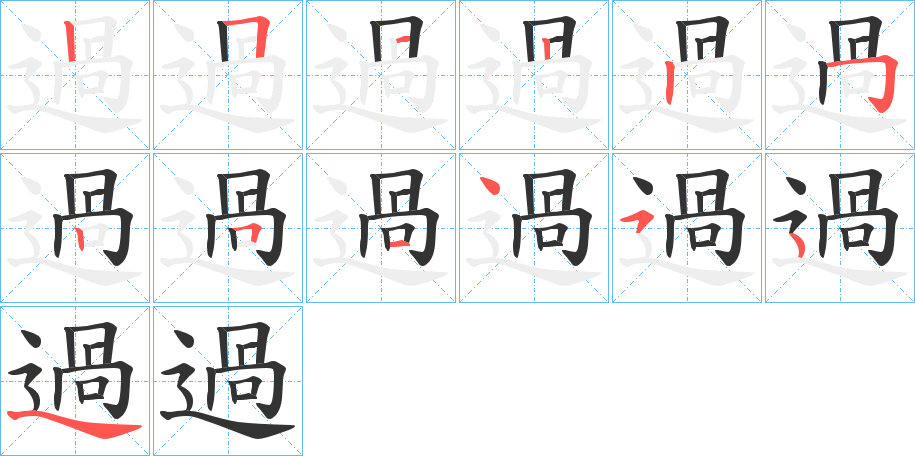 過的笔顺写法
