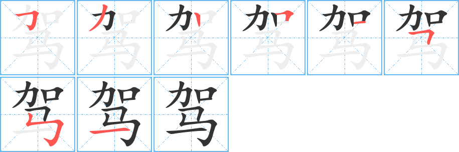 驾的笔顺写法