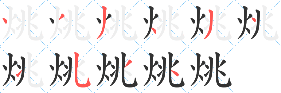 烑的笔顺写法