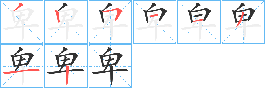 卑的笔顺写法