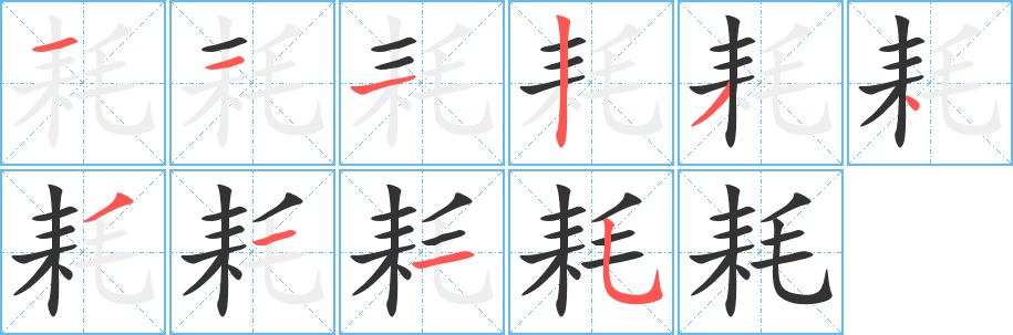 耗的笔顺写法