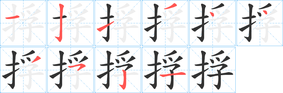 捊的笔顺写法