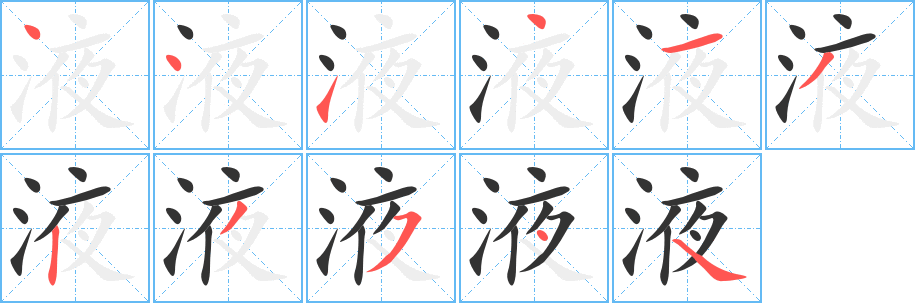液的笔顺写法