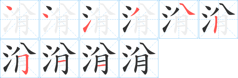 洕的笔顺写法