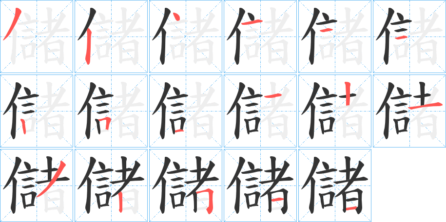 儲的笔顺写法