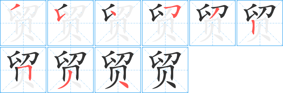 贸的笔顺写法