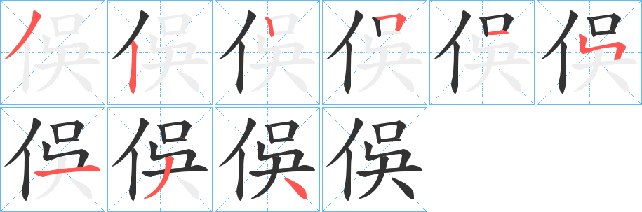 俁的笔顺写法