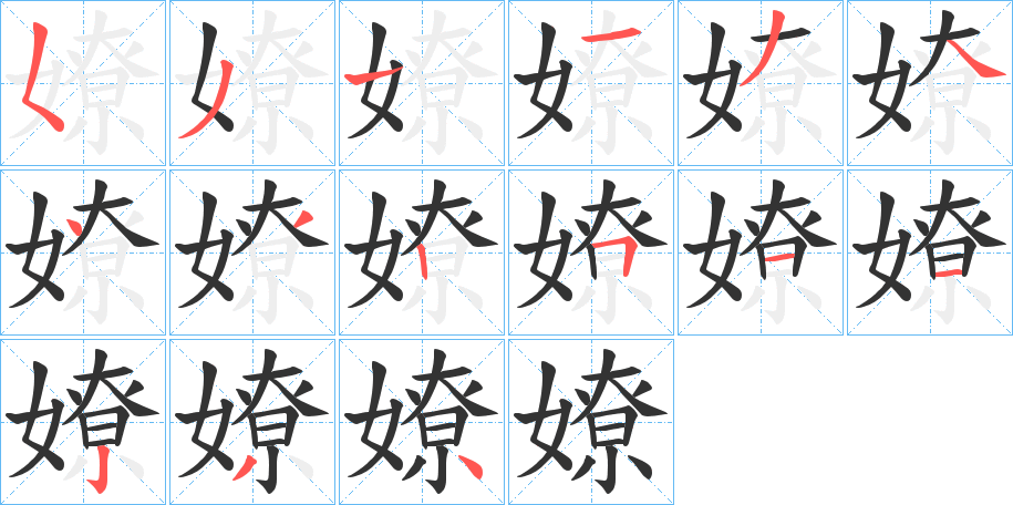 嫽的笔顺写法