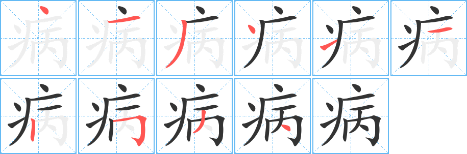 病的笔顺写法