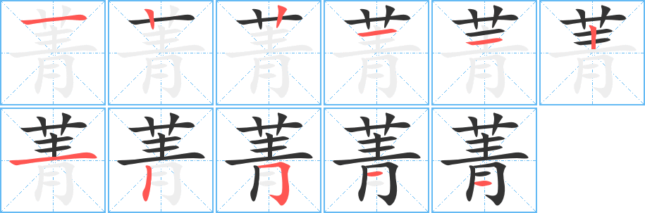 菁的笔顺写法