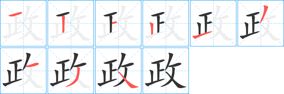 政的笔顺写法