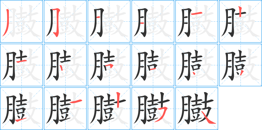 臌的笔顺写法