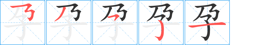 孕的笔顺写法