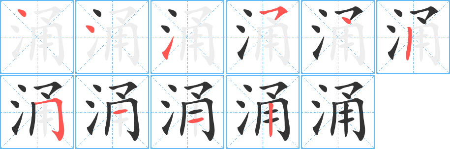 涌的笔顺写法