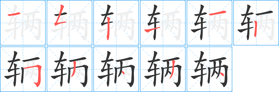 辆的笔顺写法