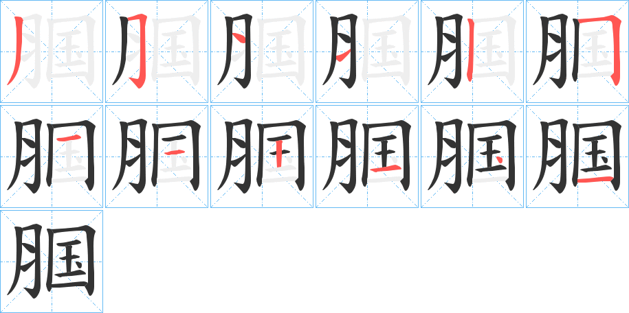 腘的笔顺写法